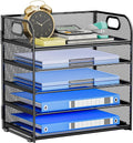 5 Tier Paper Organizer for Desk - Sturdy Mesh File Sorter