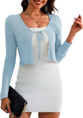Shrug Sweater Tie Front Cropped Cardigan - Stretchy Everyday Layer