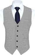 HISDERN Men's Plaid Formal Waistcoat for Business Attire and Events