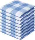 Waffle Weave Plaid Dish Cloths 12 in - Soft Absorbent 8 Pack