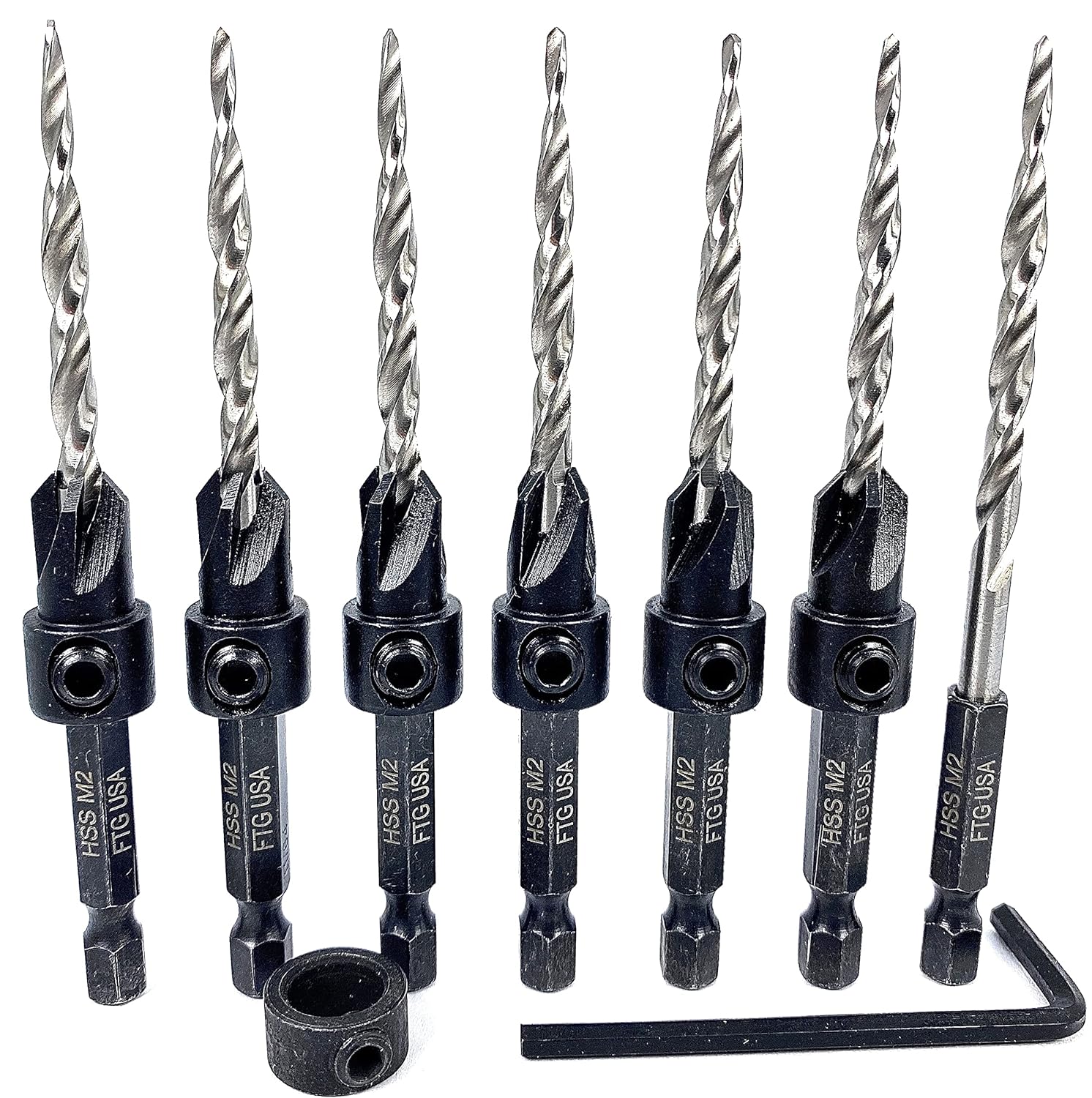 FTG USA Tapered Countersink Drill Bit Set for Woodworking