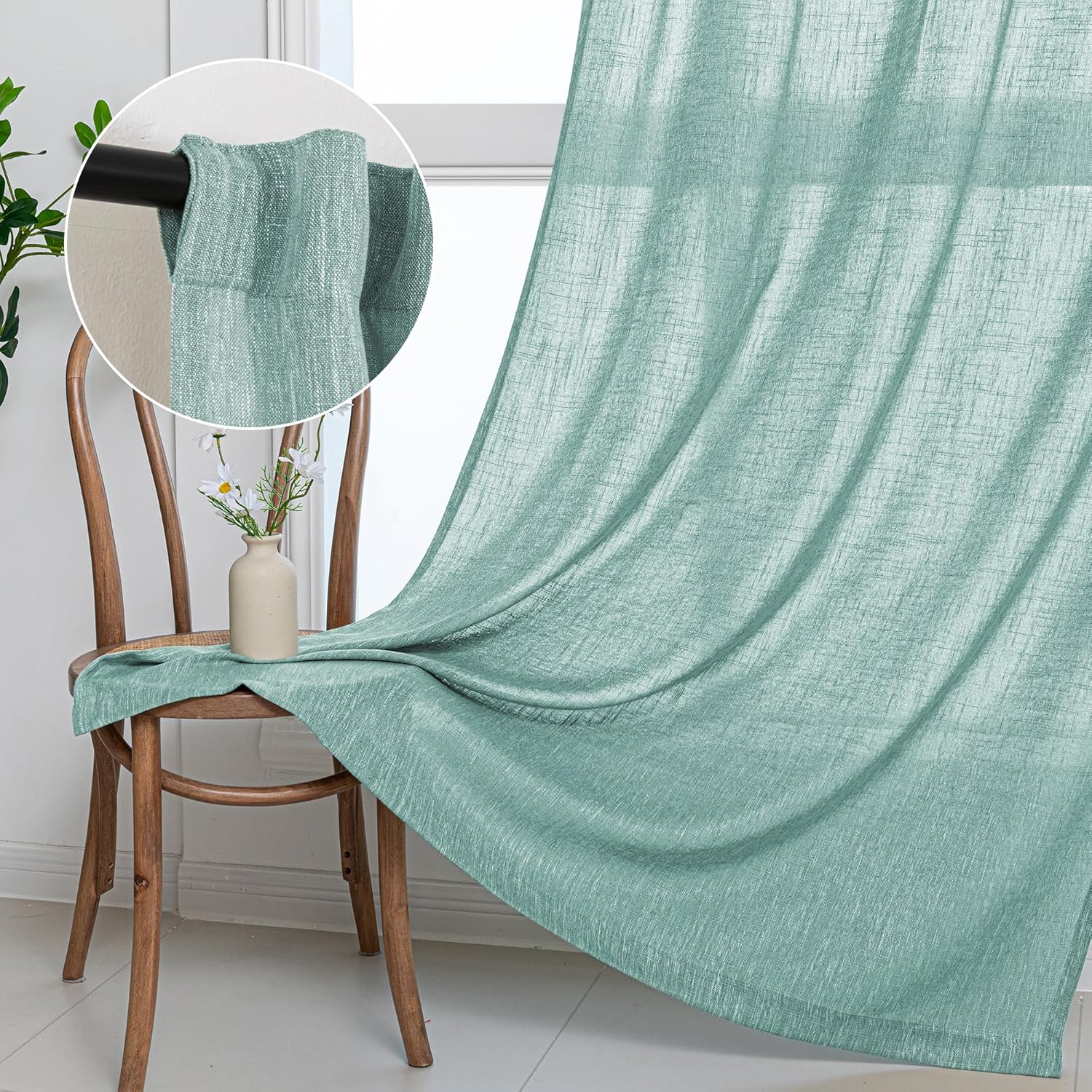 MYSKY HOME Semi Sheer Curtains for Sliding Door 95 Inches Long