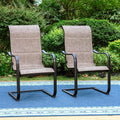 PHI VILLA Outdoor Dining Chairs Set of 2 - Padded Textilene High Back