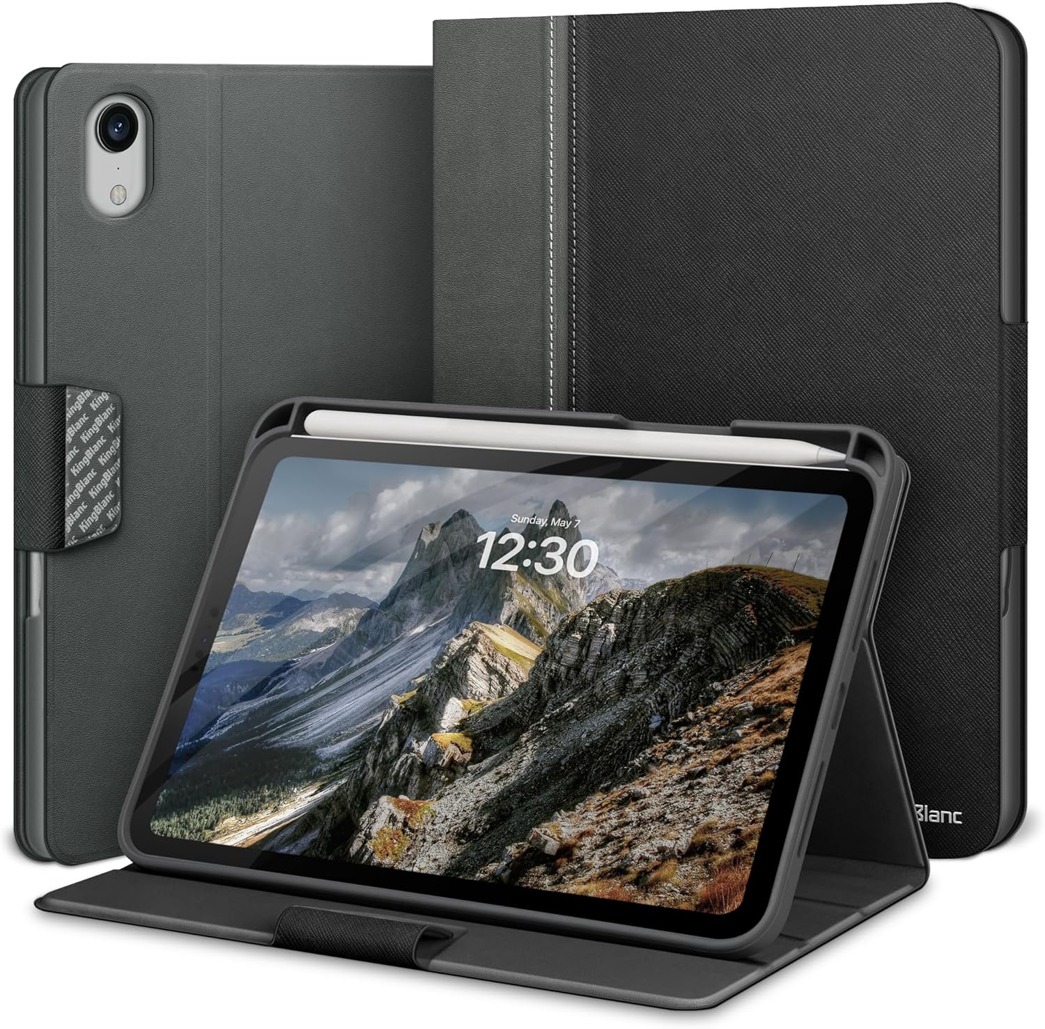 KingBlanc iPad Mini 7 Case with Multi-Angle Viewing and Pencil Holder