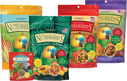 Nutri-Berries Pet Bird Food Variety Sampler for Parrots, 4 Pk