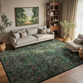 Floral 5x8 Living Room Area Rug - Moss Green Boho Botanical