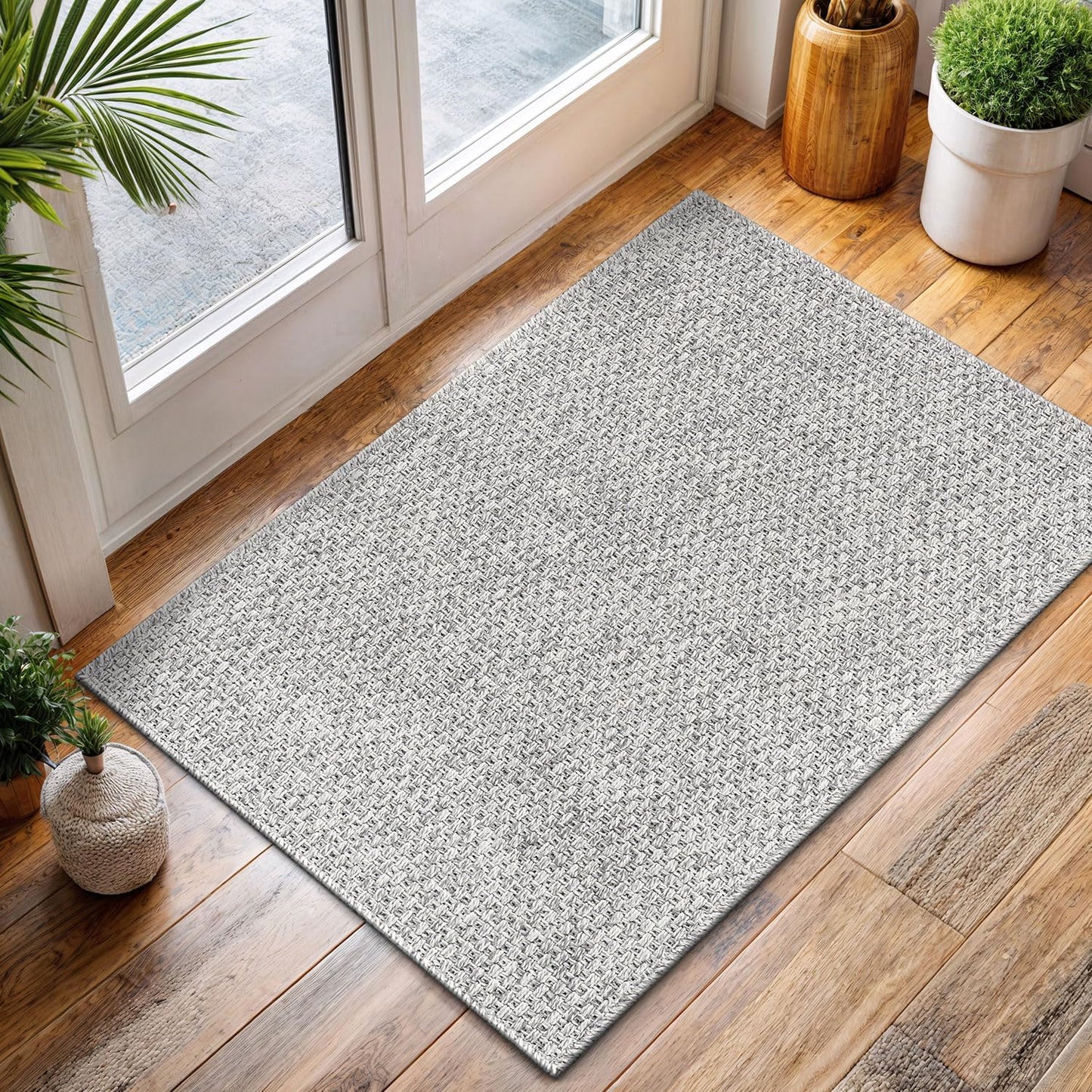 CAMILSON Easy Jute Rug 2x3 for Indoor Outdoor Use in Gray