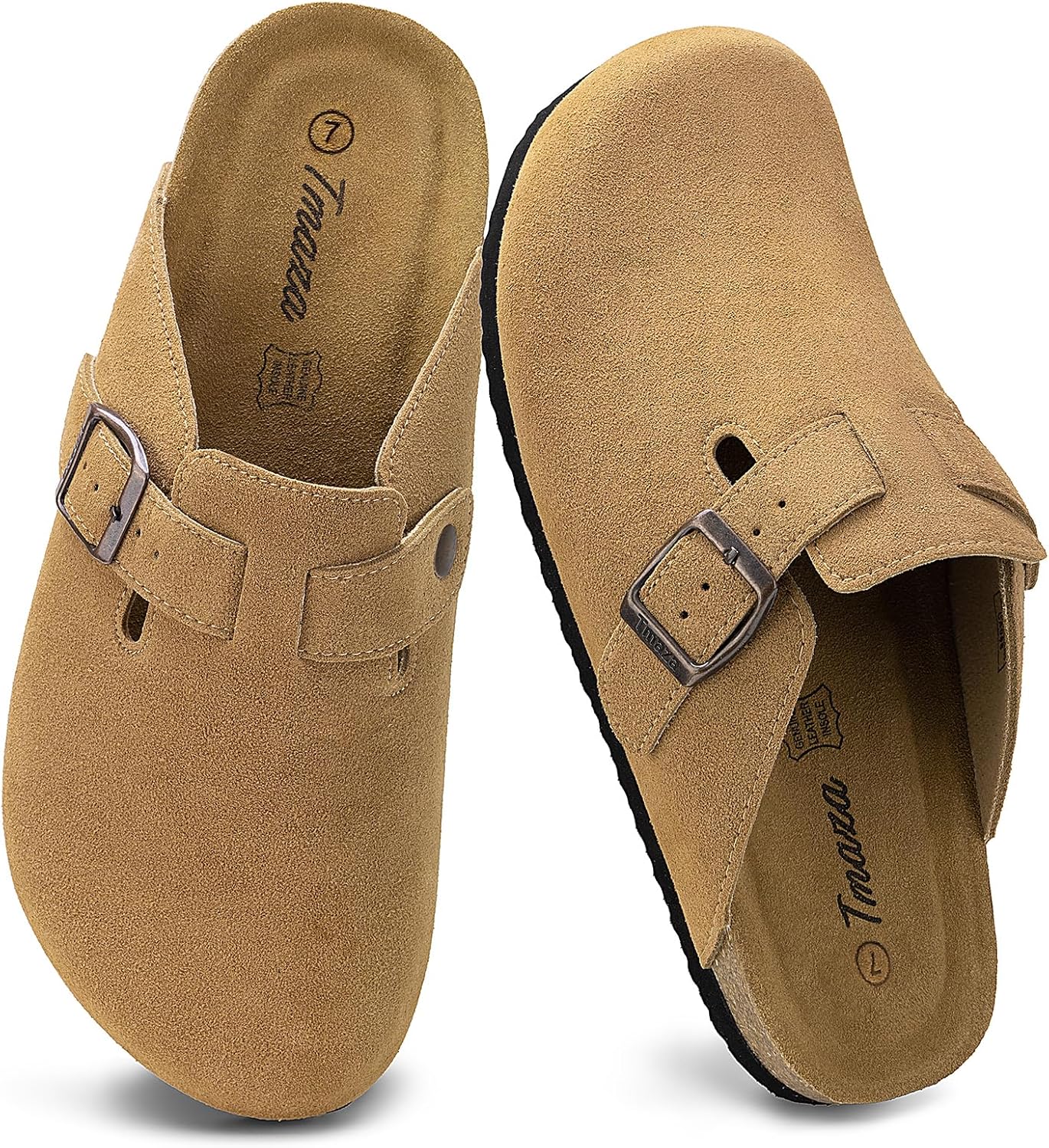 Cork Footbed Suede Clogs for Women with Arch Support Comfort