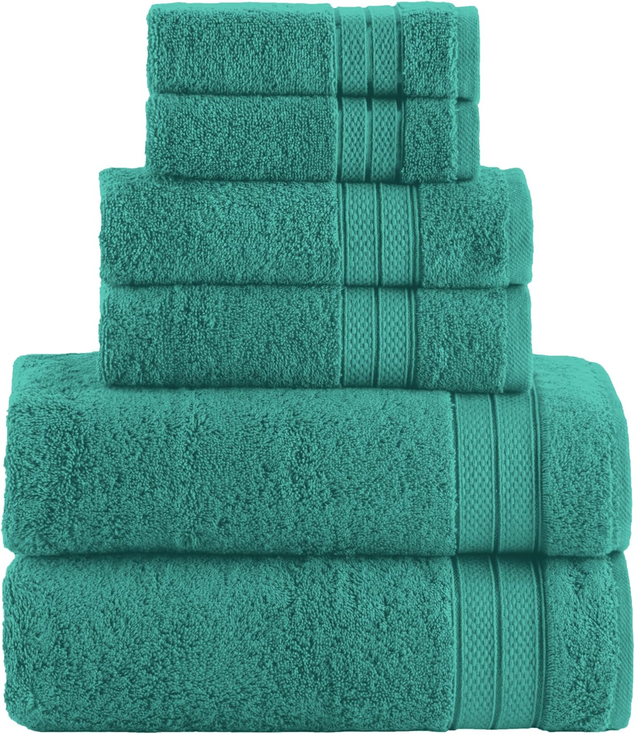 Elegant Comfort Luxury 6-Piece Towel Set in Teal Blue