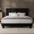 King Platform Bed Frame with Fabric Headboard and Thickened Legs