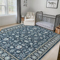 LIVEBOX Washable Area Rug 8x10 - Large Blue Boho Living Room Rug