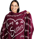 Sister Gifts Blanket for Sisters - Plush Throw 65 x 50 Merlot Red