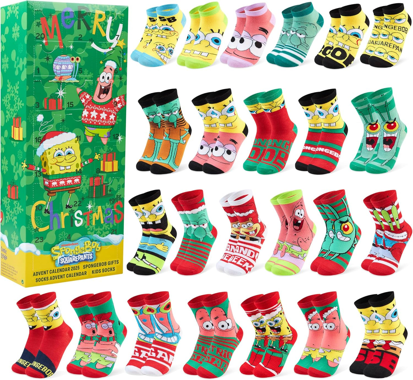 SpongeBob SquarePants Advent Calendar 24 Pcs Socks for Kids