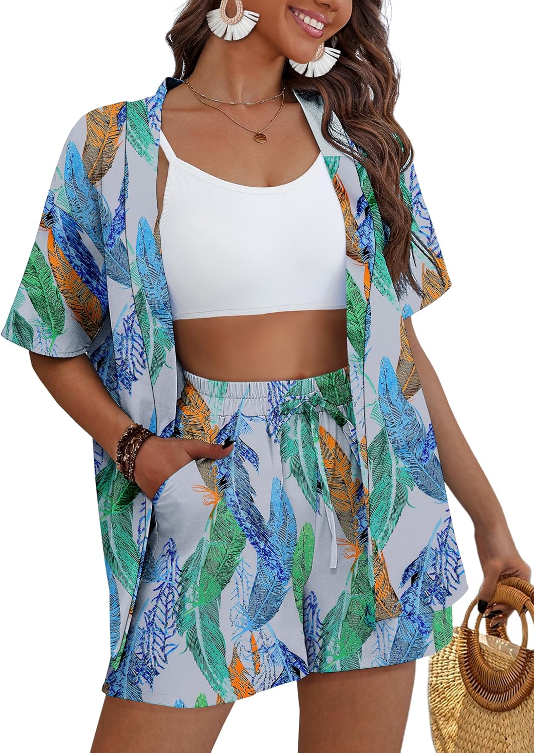Tropical Print Cover Ups for Women - Stylish 2 Piece Set