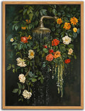 Floating Framed Floral Shower Wall Art - Vintage Botanical Canvas