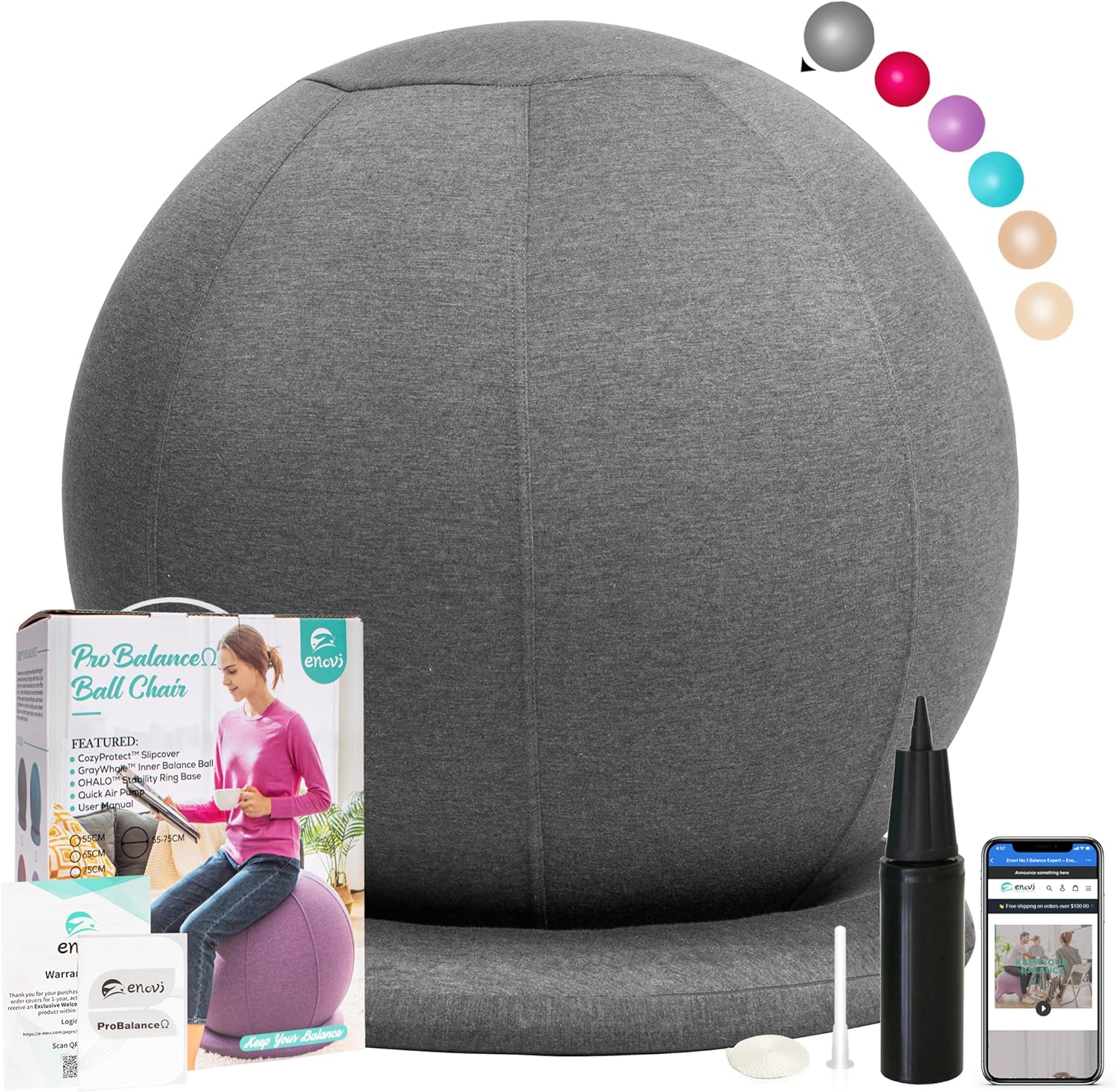ENOVI Stability Ball Chair - Relieve Back Pain