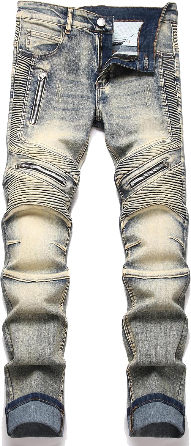 RXXKKK Men's Classic Zipper Biker Regular Fit Flex Jean Review