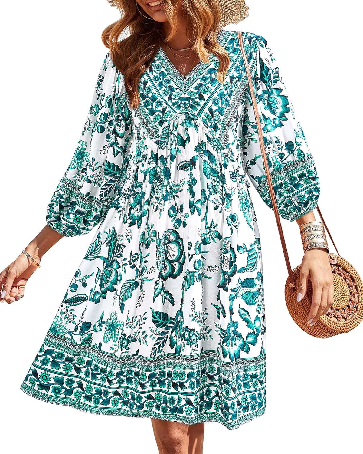 BTFBM Women Casual Spring Summer Dresses V Neck Ruffle Style