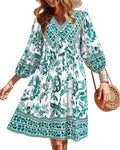 Women Casual Spring Summer V Neck Ruffle Floral Babydoll (Style K94C)