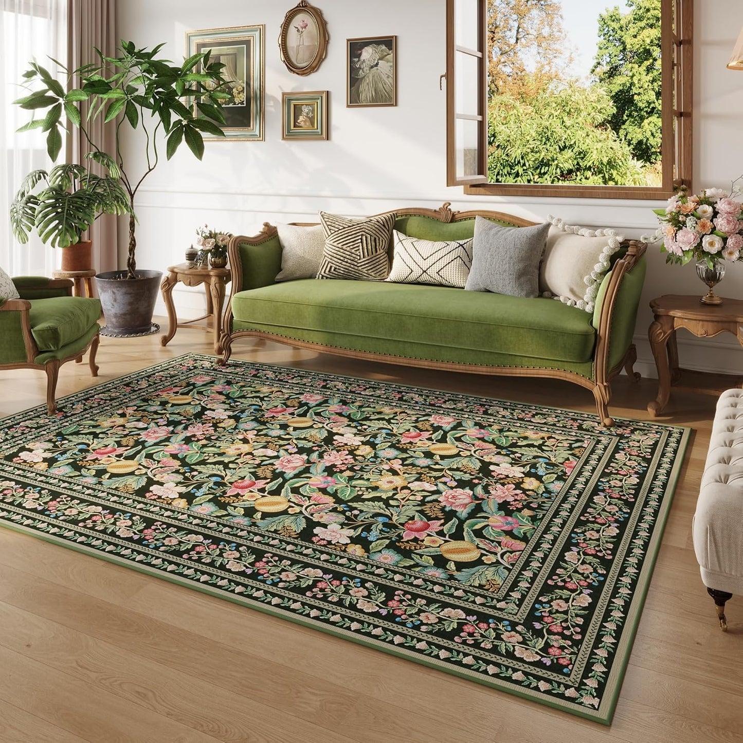 Vintage Floral Area Rug 4x6 Washable Non Slip for Home Use