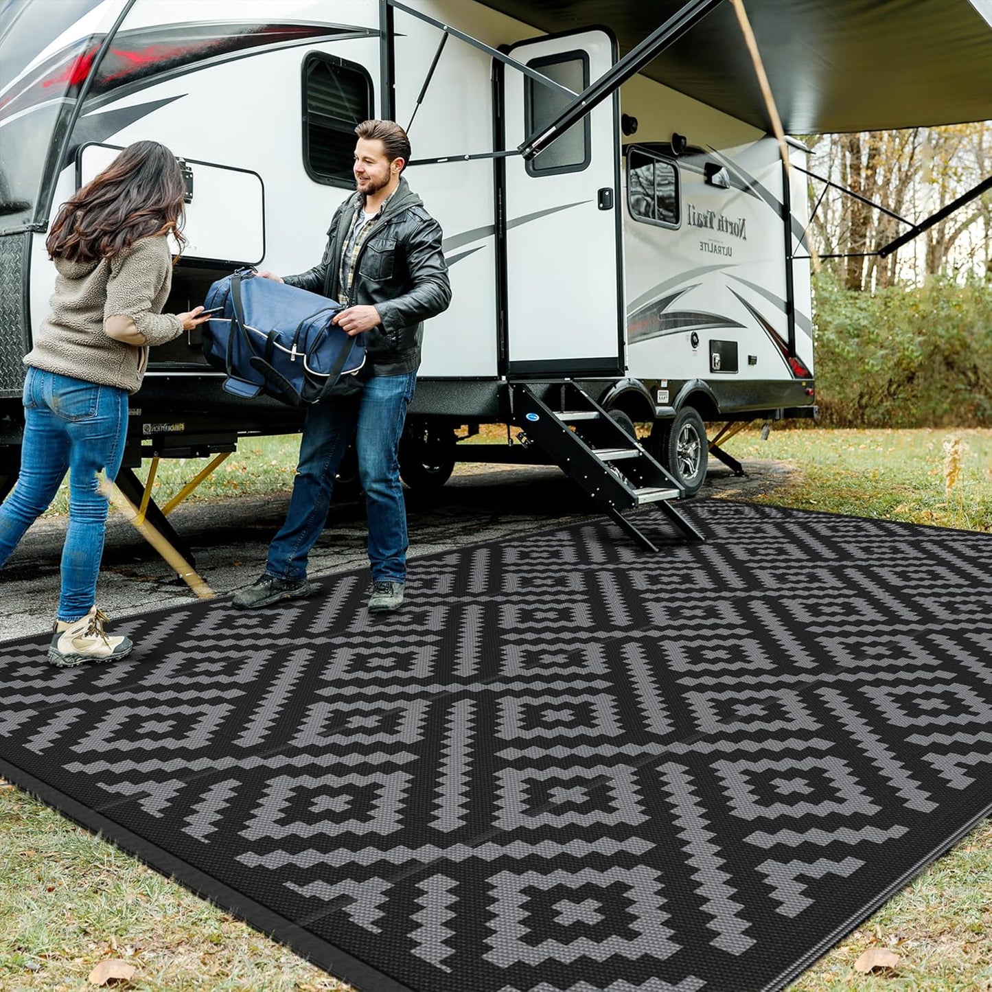 GENIMO Outdoor Rug for Patio Clearance, Waterproof Large Mat