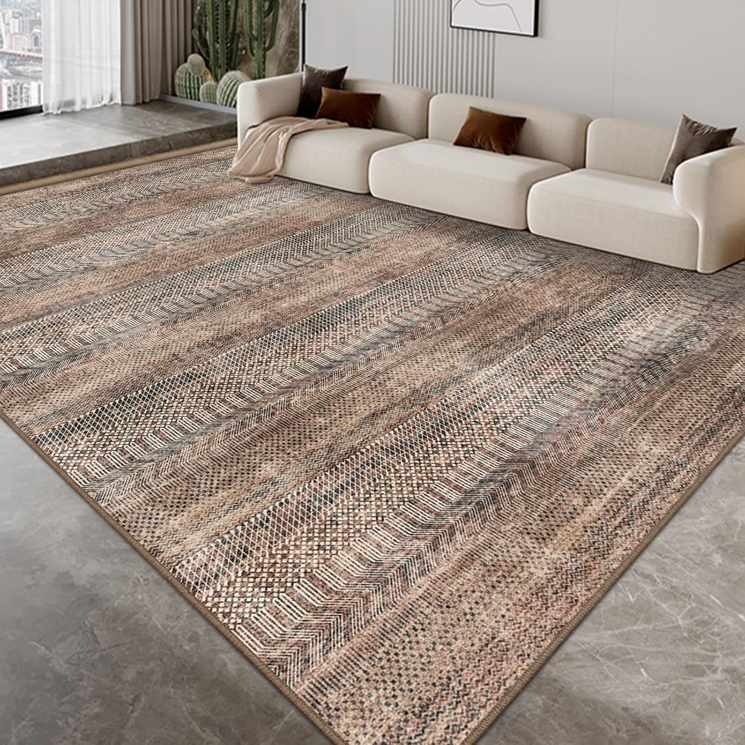 Antique & Distressed Area Rug 8x10 for Living Room Decor