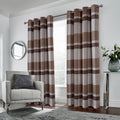 Beige Brown Plaid Curtains Farmhouse Grommet Drapes 54 x 84 in