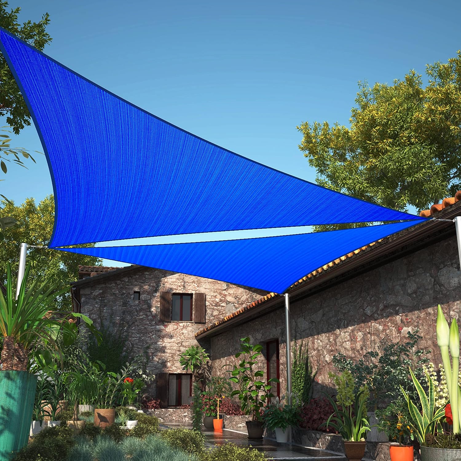 Triangle Sun Shade Sail 27ft x 27ft x 27ft Blue Canopy Fabric