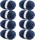 Chunky Chenille Blanket Yarn 8 Pack - Jumbo Fluffy Super Bulky