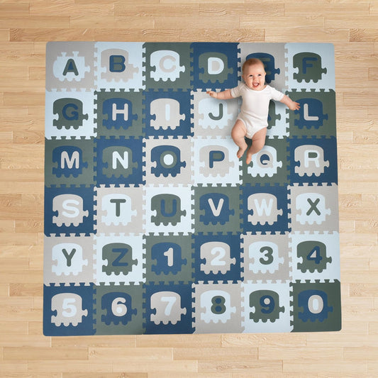 Childlike Behavior Baby Play Mat - 72x72-Inch Soft Foam Tiles