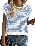 PRETTYGARDEN Striped Short Sleeve Sweater Vest - Lightweight Chic