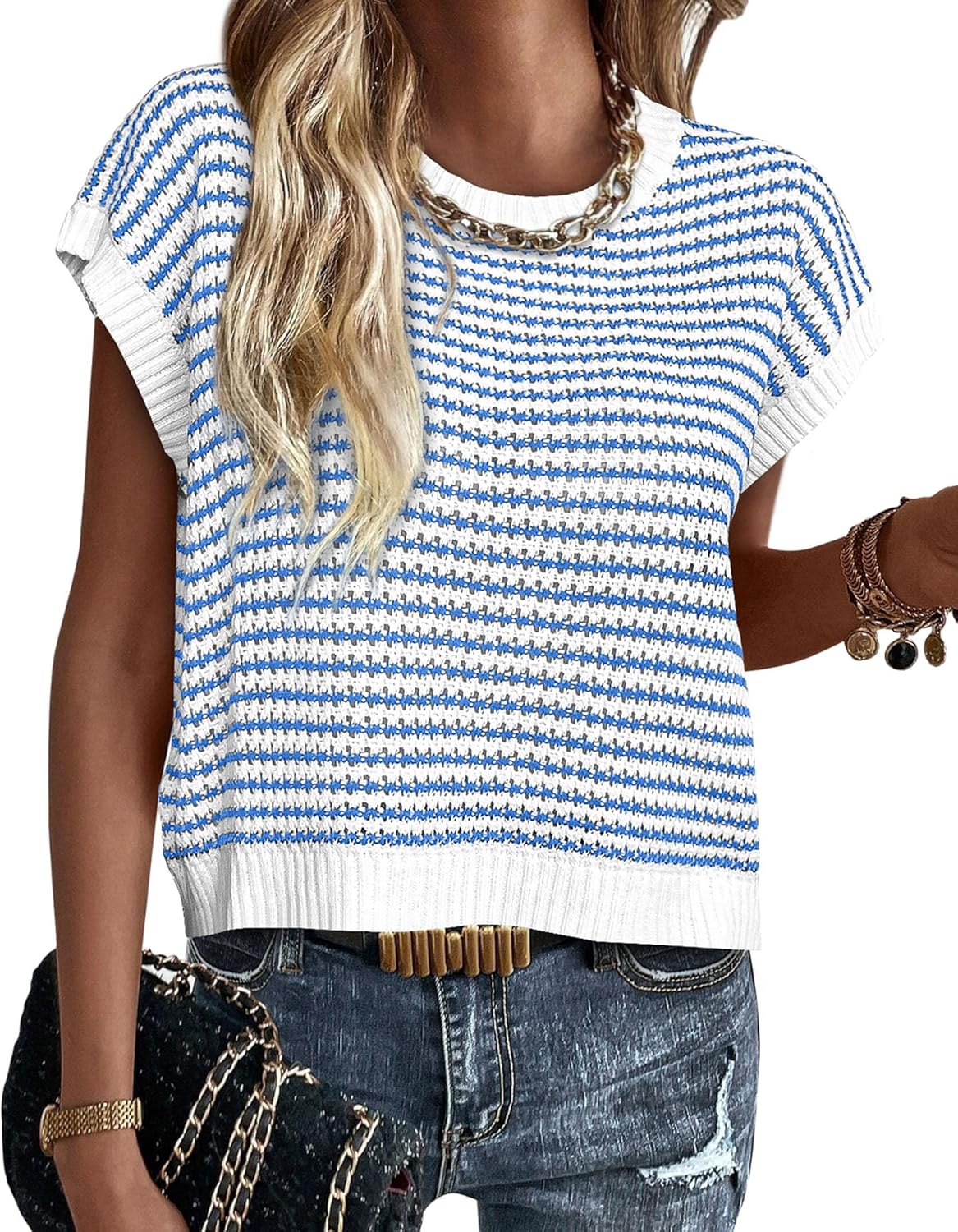 PRETTYGARDEN Womens Short Sleeve Sweater for Spring Summer 2025