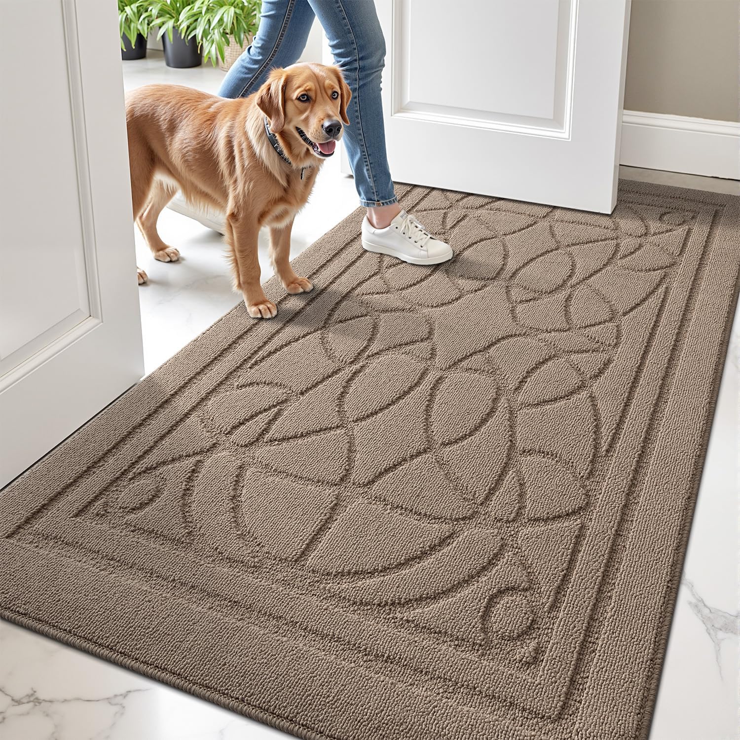 LUMI Door Mat Indoor Entrance 48x72 Non-Slip Rubber Backing