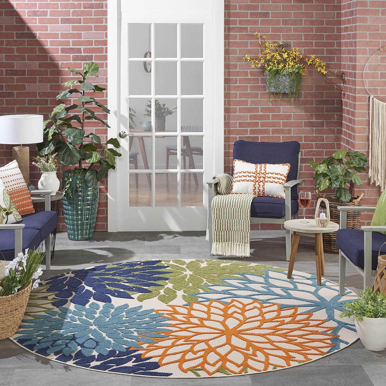 Nourison Aloha Indoor/Outdoor Multicolor 7ft 10in' Round Area Rug