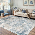 Blue 5x7 Area Rug Washable Modern Abstract Low Pile Rug - Easy Care