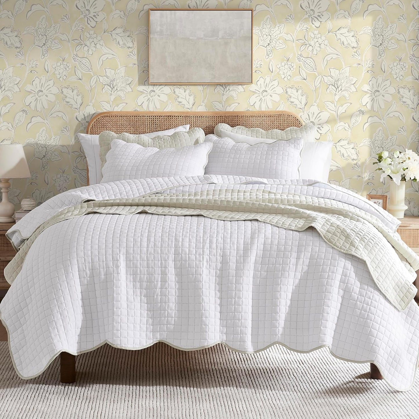 WDCOZY White Twin Size Quilt Bedding Set for Cozy Farmhouse Style
