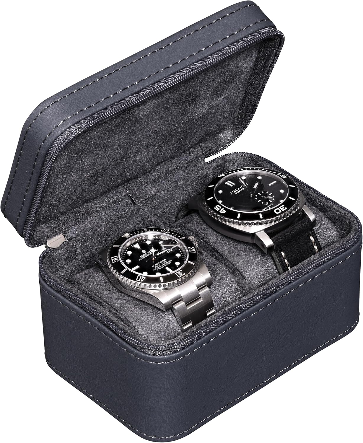 ROTHWELL 2 Watch Travel Case | Compact PU Leather Box