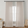Beige Linen Curtains 107 in Long 2 Panels Set - Light Filtering Luxury