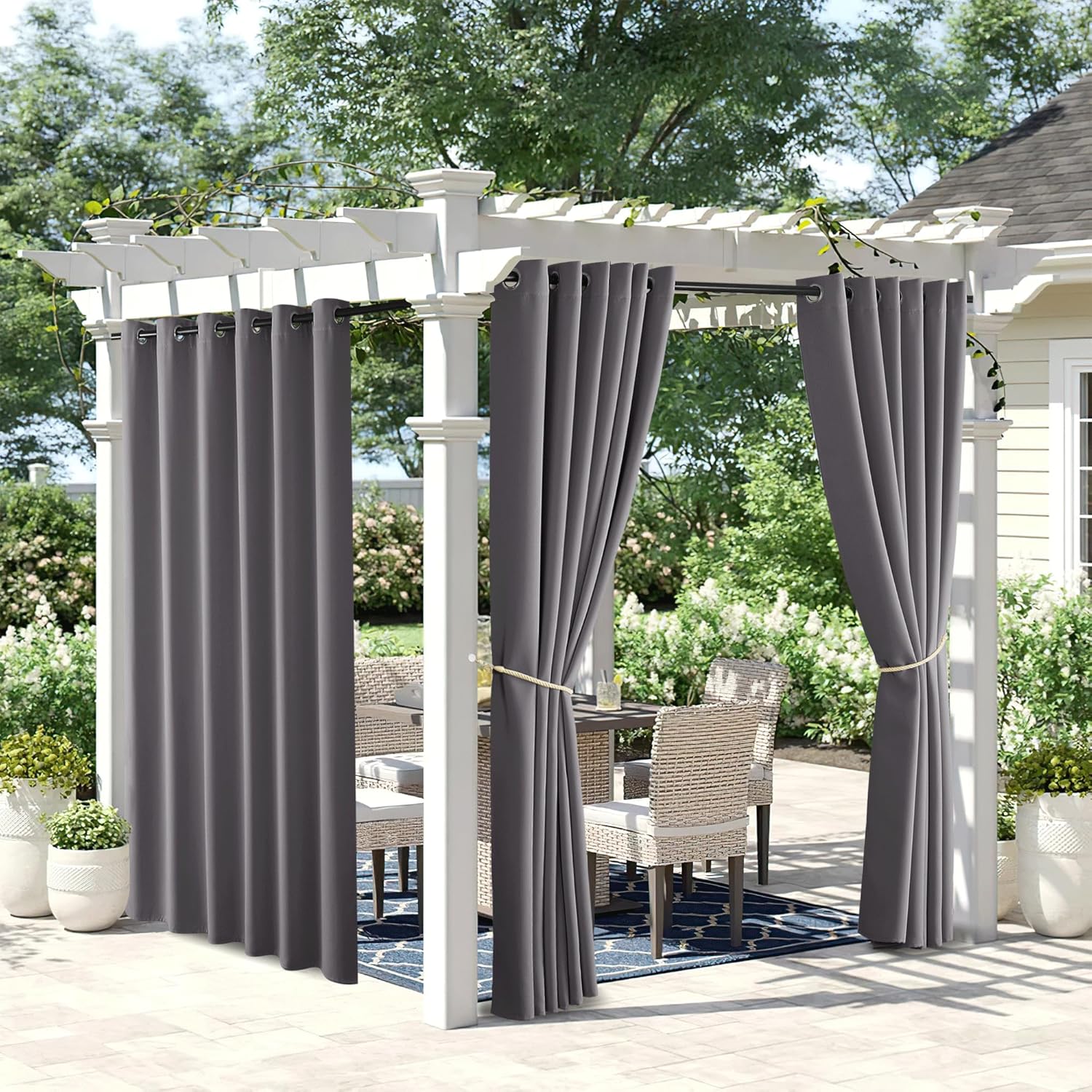 NICETOWN Extra Wide Outdoor Curtains for Patio Waterproof W84 x L84