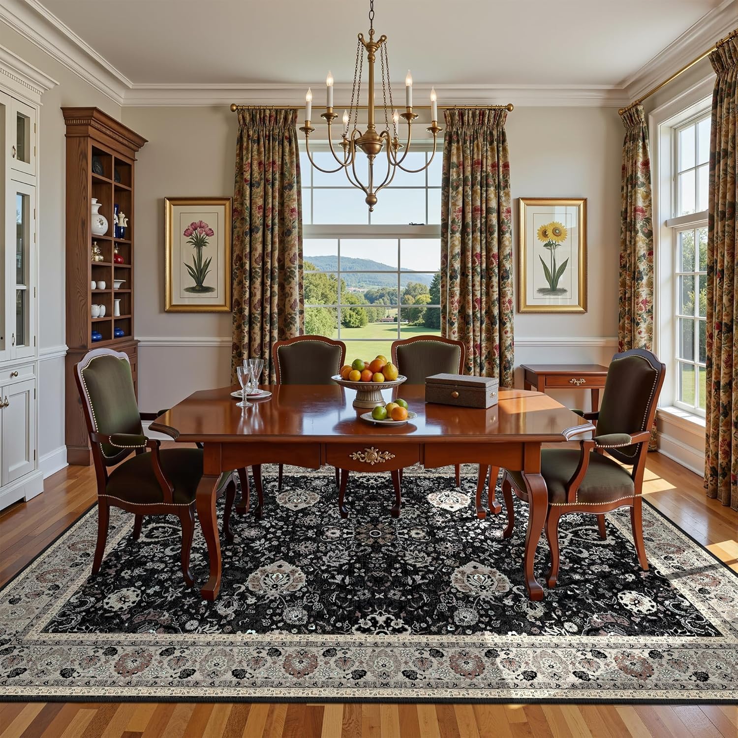 Deerly 6x9 Vintage Rugs for Dining Room, Washable Non-Slip