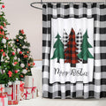 Farmhouse Buffalo Plaid Xmas Shower Curtain Set