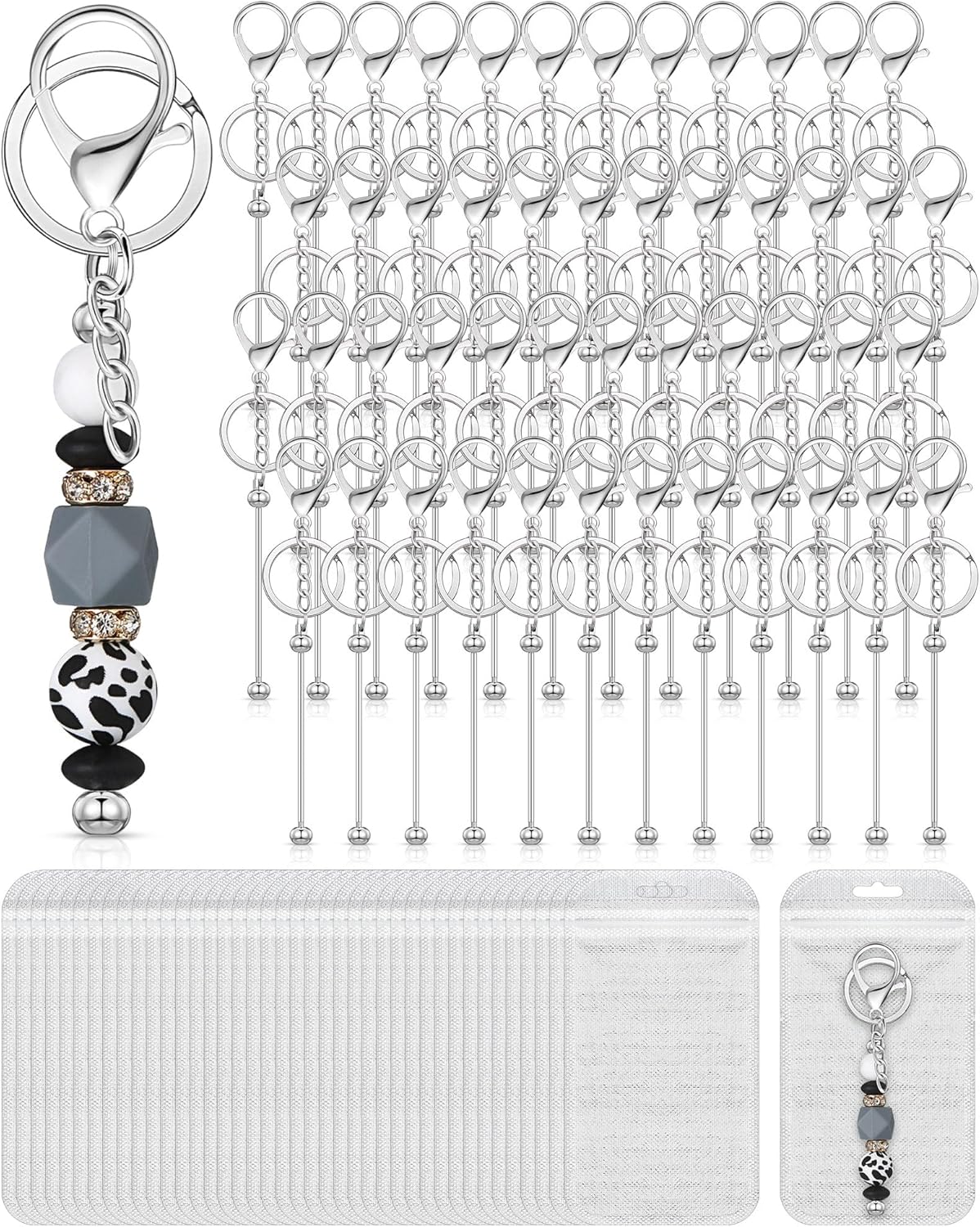 Beadable Keychain Bars Bulk for DIY Crafts and Jewelry Making