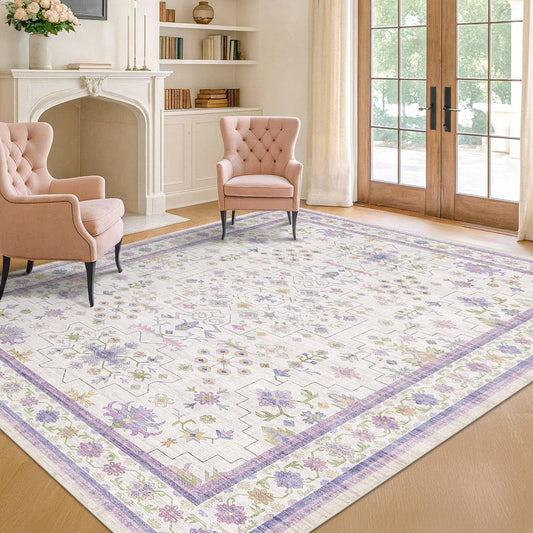 5x7 Light Purple Area Rug for Girls Bedroom and Living Room