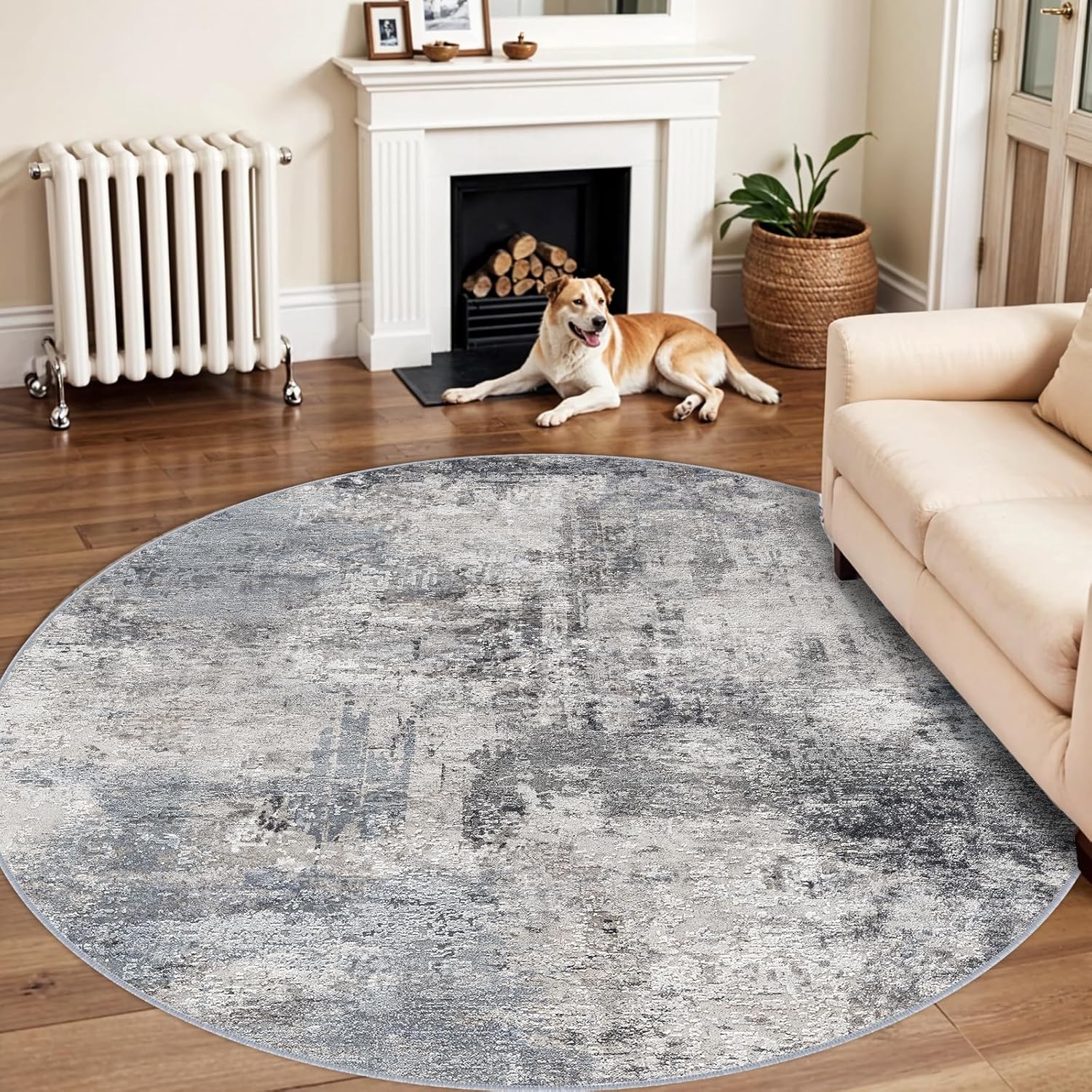 RUUGME Washable 6ft Round Area Rug for Living Room and Bedroom