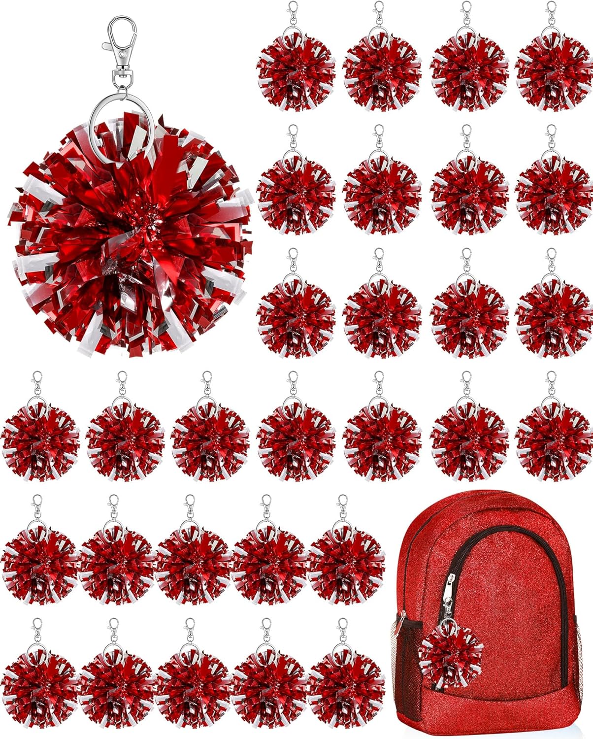 Cheer Pom Pom Keychain for Cheerleader Gifts and Accessories