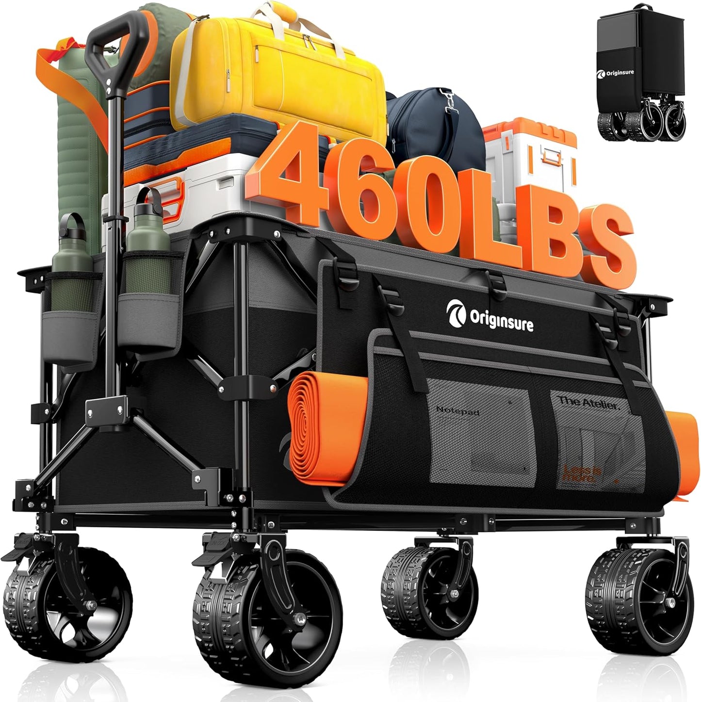 220L Collapsible Wagon Cart with Heavy Duty All-Terrain Wheels