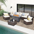 8-Piece Patio Furniture Set with 43ft Fire Pit Table - Cozy Outdoor