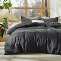 Bedsure Stone Washed Cotton Duvet Cover King - Charcoal Softness