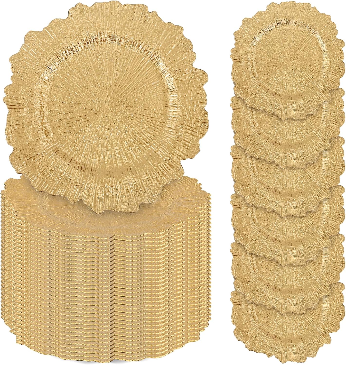 50 Pcs Gold Charger Plates for Elegant Table Settings