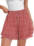 Skorts for Women Boho Casual Beach Mini Skirts - Chiffon Flowy